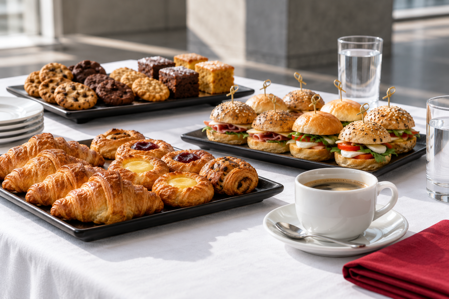 Propuesta ilustrativa de bocadillos y café para un evento de día